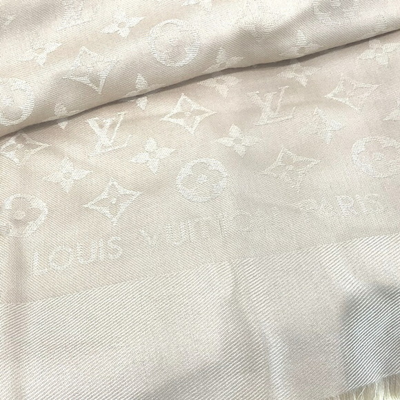 LOUIS VUITTON [] shawl monogram large scarf beige 400505 with box and thread - Picture 6 of 6